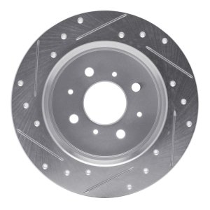 Acura EL Brake Rotor (1) - Rear Right - R1 Concepts - Drilled & Slotted - Silver - `01-`05